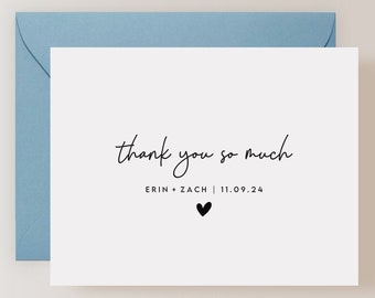 Set of Personalized Wedding Thank You Cards with Envelopes (FPS0003TYP)