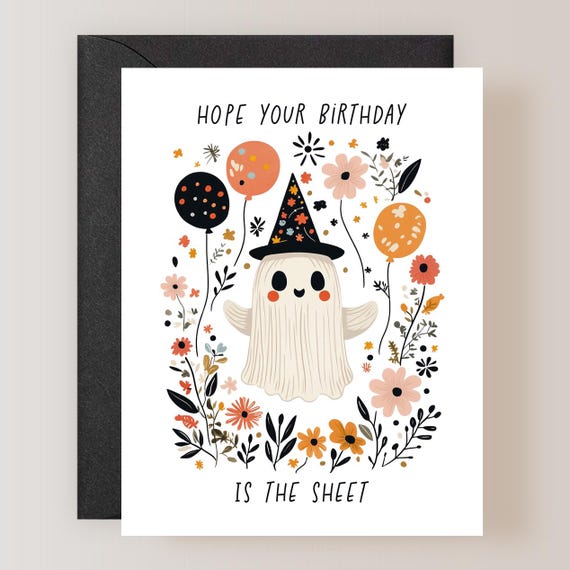 Ghost Birthday Card, Halloween Birthday Card, October Birthday Card - (FPSBI0043)