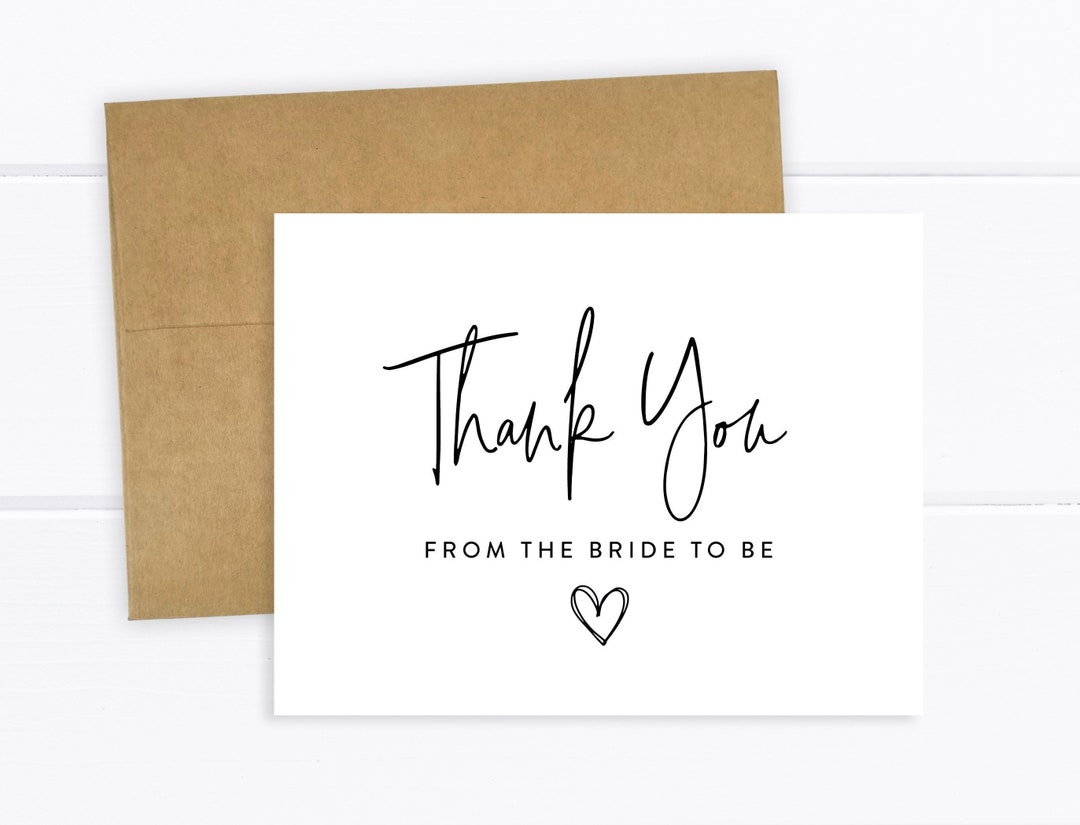 Set of Bridal Shower Thank You Cards With Envelopes Etsy