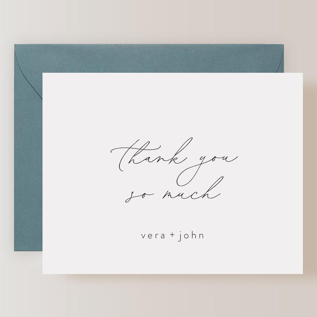 Set of 30 Personalized Wedding Thank You Cards With Envelopes