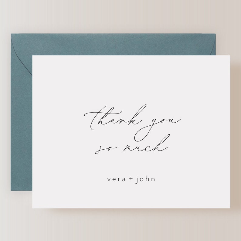 Set of Personalized Wedding Thank You Cards with Envelopes FPS0002TYP image 1