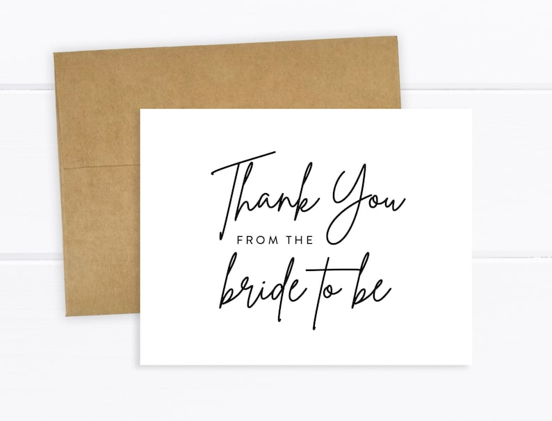 Set of Bridal Shower Thank You Cards With Envelopes Etsy
