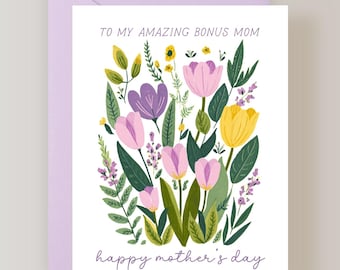 Floral Bonus Mom Mothers Day Card, Stepmom Card - (FPSMD0025)