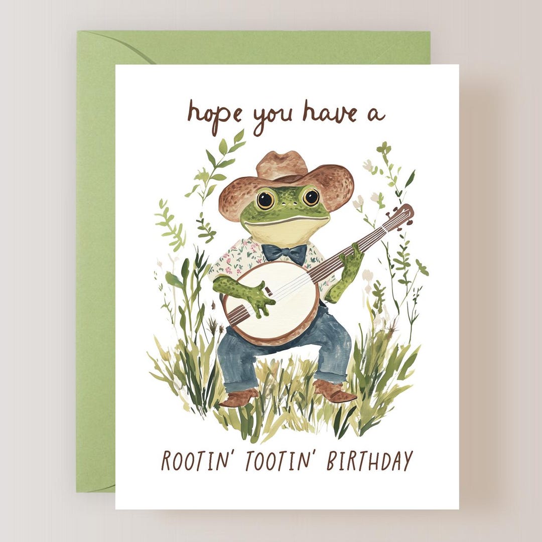 Cowboy Birthday Card, Funny Birthday Card for Him, Frog Birthday