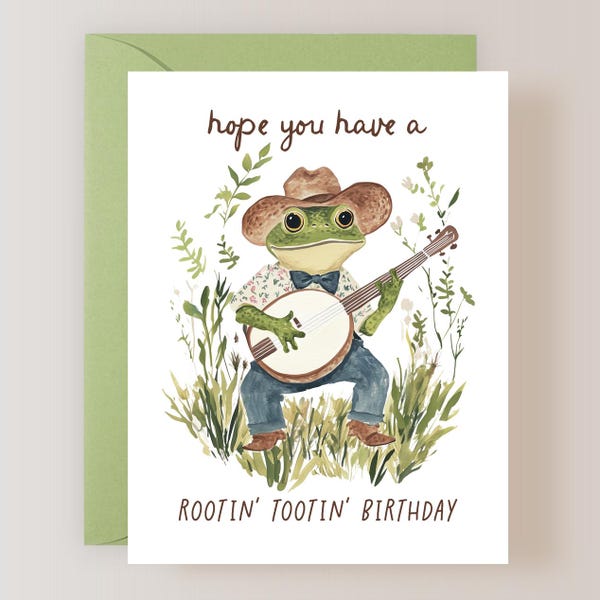 Cowboy Birthday Card, Funny Birthday Card for Him, Frog Birthday Card - (FPSBI0037)