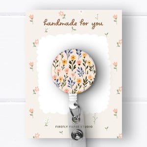 Floral Badge Reel, Floral Badge Clip, Retractable Badge Reel w/ Alligator Swivel Clip