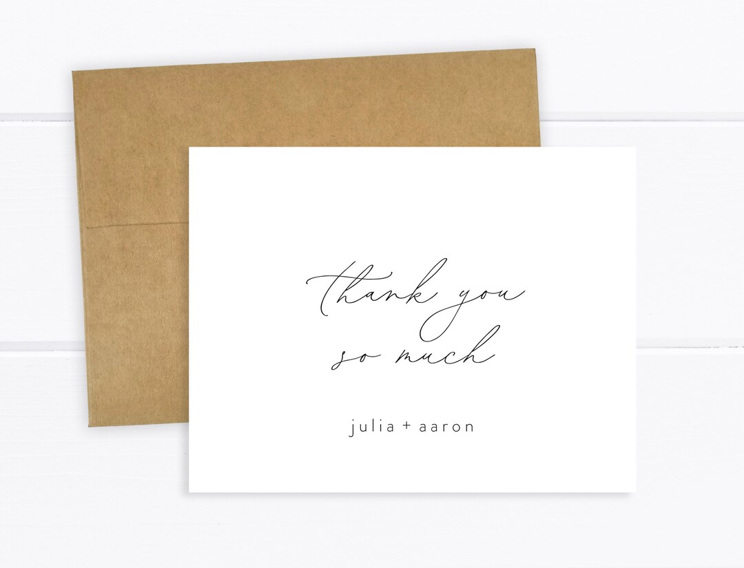 Set of Personalized Wedding Thank You Cards With Envelopes Etsy