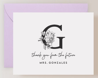 Set of Personalized Bridal Shower Thank You Cards with Envelopes (FPS0030TYP)