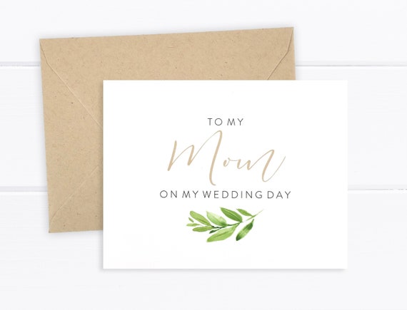Mother of the Groom To My Mother On My Wedding Day Card FPS0060 Mother of the Bride Mom Card Greenery Card - Wedding Card