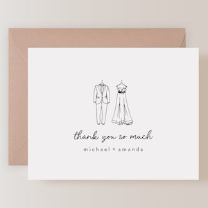 Set of Personalized Wedding Thank You Cards with Envelopes (FPS0028TYP)
