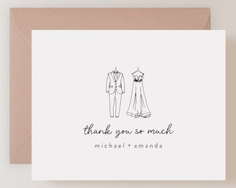 Set of Personalized Wedding Thank You Cards with Envelopes (FPS0028TYP)