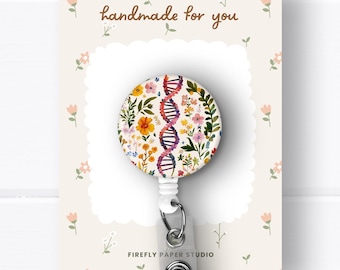 DNA Badge Reel, Genetics Badge Reel, Retractable Badge Reel w/ Alligator Swivel Clip