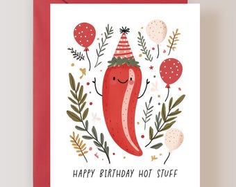 Happy Birthday Hot Stuff Card, Funny Birthday Card for Him - (FPSBI0016)