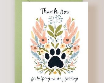 Vet Thank You Card, Loss of Pet Card, Thank You Card for Veterinarian - (FPSPSYM0005)