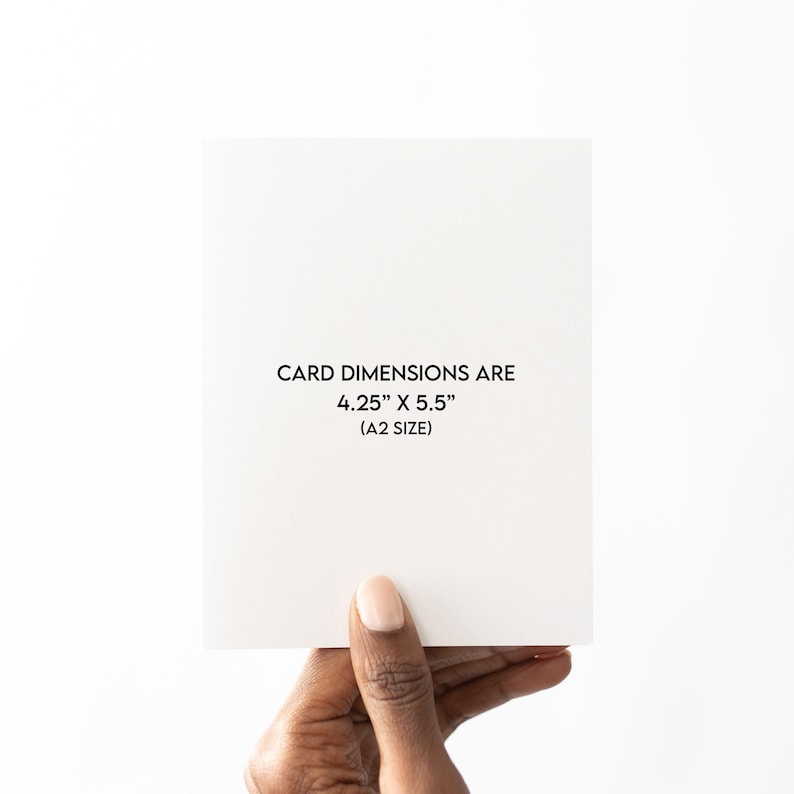 K&ouml;nnte beinhalten: Eine wei&szlig;e Karte mit dem Text "CARD DIMENSIONS ARE 4.25" X 5.5" (A2 SIZE)"