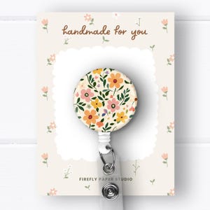 Floral Badge Reel, Floral Badge Clip, Retractable Badge Reel w/ Alligator Swivel Clip