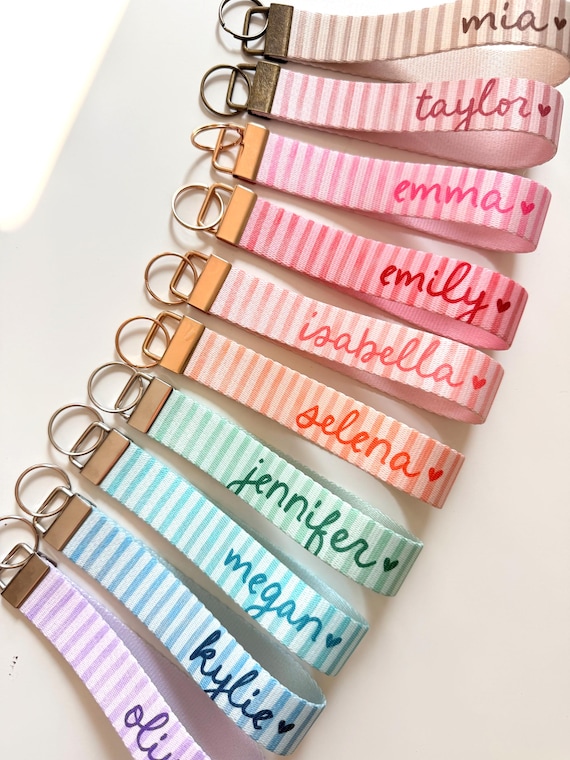 Personalized Wristlet Keychain, Key Fob Wrist Lanyard Gift for Her