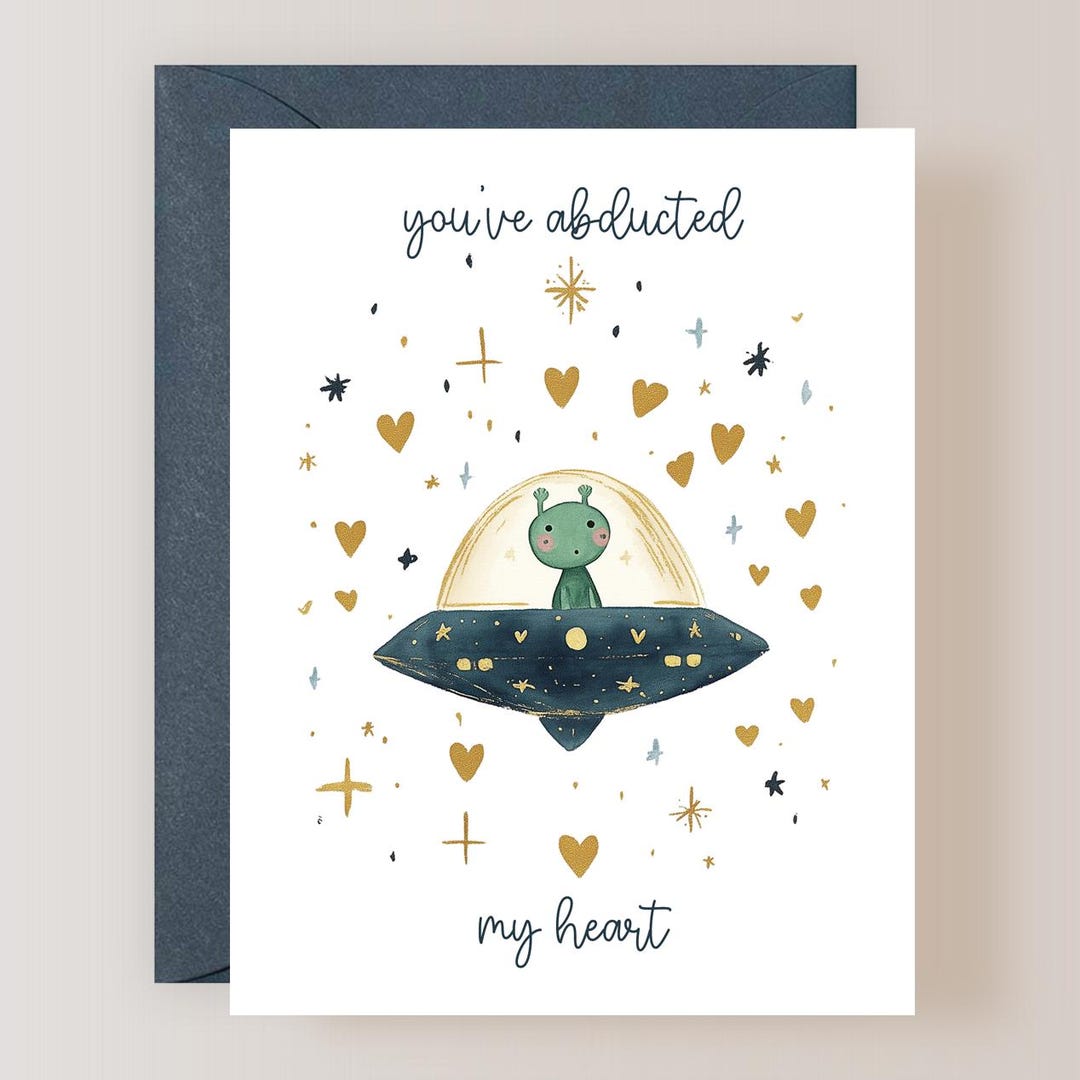 Alien Card, Love Greeting Card, Valentines Day Card, Anniversary Card ...