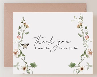 Set of Floral Bridal Shower Thank You Cards with Envelopes (FPS0022TY)