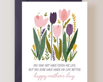 Floral Stepmom Mothers Day Card, Bonus Mom Card - (FPSMD0017)