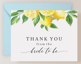 Set of Lemon Bridal Shower Thank You Cards with Envelopes (FPS0029TY)