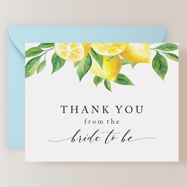 Set of Lemon Bridal Shower Thank You Cards with Envelopes (FPS0029TY)