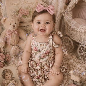 Shabby Chic Floral Baby Romper | Dusty Rose Garden Cake Smash Outfit, First Birthday