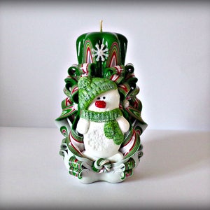 Christmas candle with snowman for home decor - Candle for Christmas decor or Christmas gifts ideas