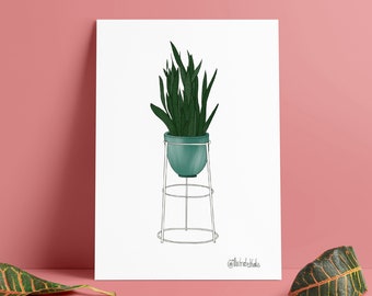 Jamie Plant Illustration Print / A4 / A5 / Wall Art Photo Picture Poster / Home Decor / Gift