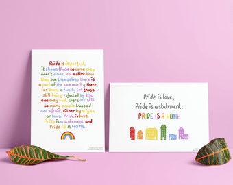 Pride Is A Home Postcard 12 Set - Mini Small Print, LGBTQ+ Pride Prints, Pride Flag Prints, LGBTQ Pride Art, LGBTQ Wall Art, Gay Pride Print