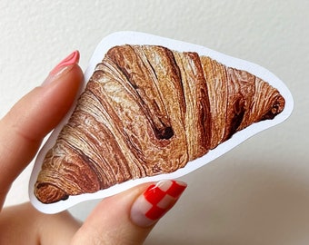 Croissant Sticker - watercolour painting 83x45mm french classic pastry art realistic eco-friendly