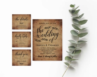 rustic wedding invitation etsy