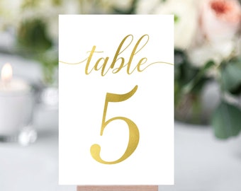 Gold Table Numbers- Wedding Table Number- Wedding Table Decor- Rustic Table Number- Wedding Number Signs- Table Number Cards- Gold Numbers