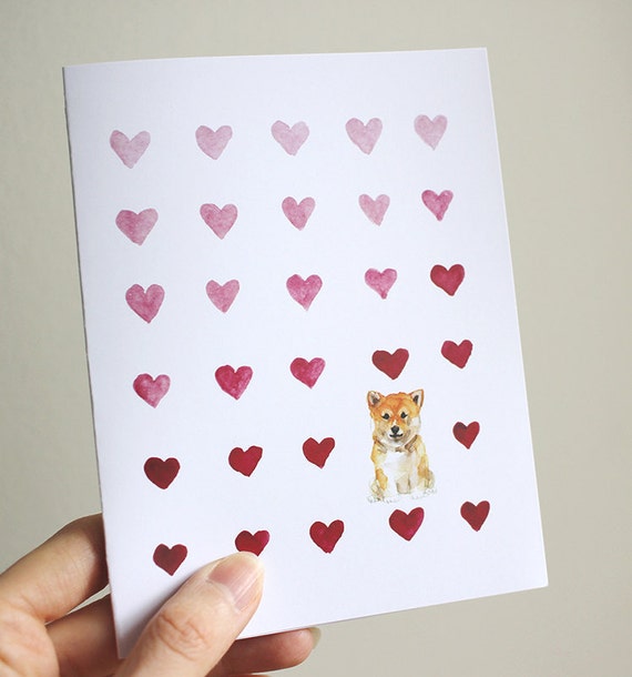 Shiba Inu Puppy Card Shiba Inu Valentines Day Greeting Card Shiba Inu Watercolor Shiba Inu Gifts Shiba Inu Illustration
