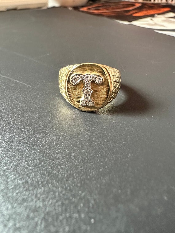 14k Gold Ring with Diamond Initial T