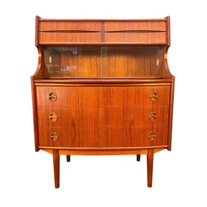 Vintage Danish Mid Century Modern Teak Secretary Desk by Falsig Mobler image 1