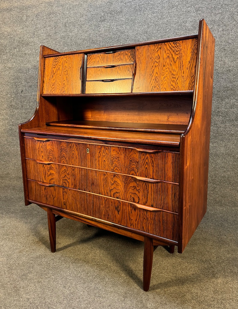 Vintage Danish Mid Century Modern Rosewood Secretary Desk image 8