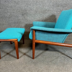 Vintage Danish Mid Century Modern Teak Lounge Chair and Ottoman by Grete Jalk image 3