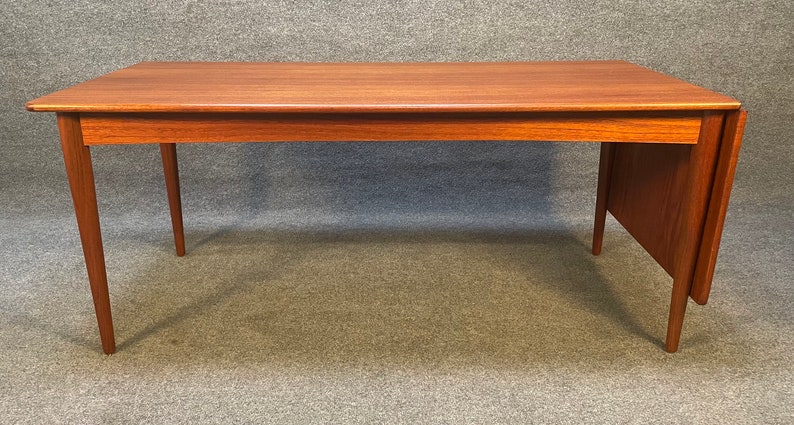 Vintage Danish Mid Century Modern Teak Drop Leaf Coffee Table image 9