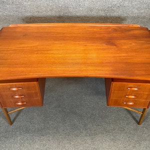 Vintage Danish Mid Century Modern Teak Floating Desk Attributed to Svend Madsen image 7