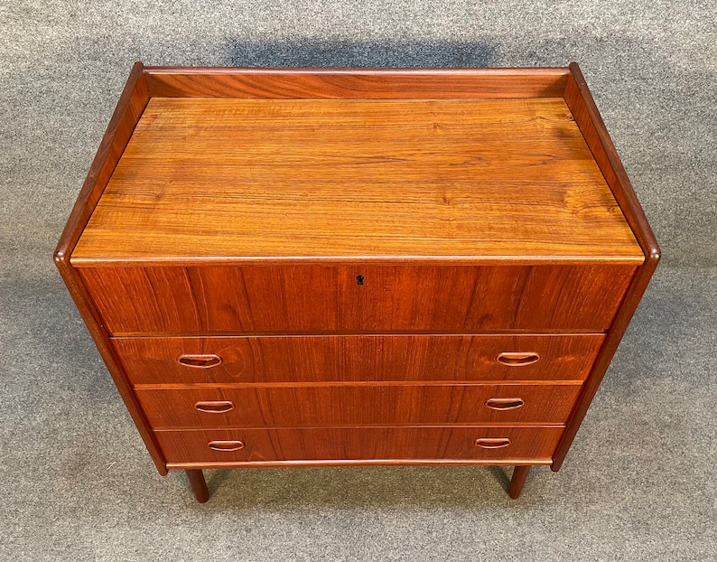 Vintage Danish Mid Century Modern Teak Dresser Vanity Attributed to Peter Hvidt image 2