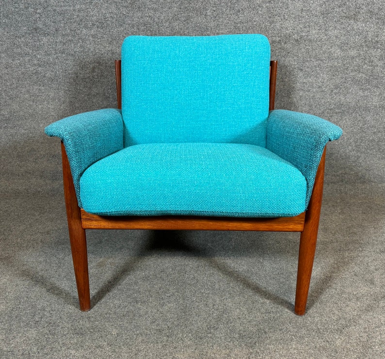 Vintage Danish Mid Century Modern Teak Lounge Chair and Ottoman by Grete Jalk image 4