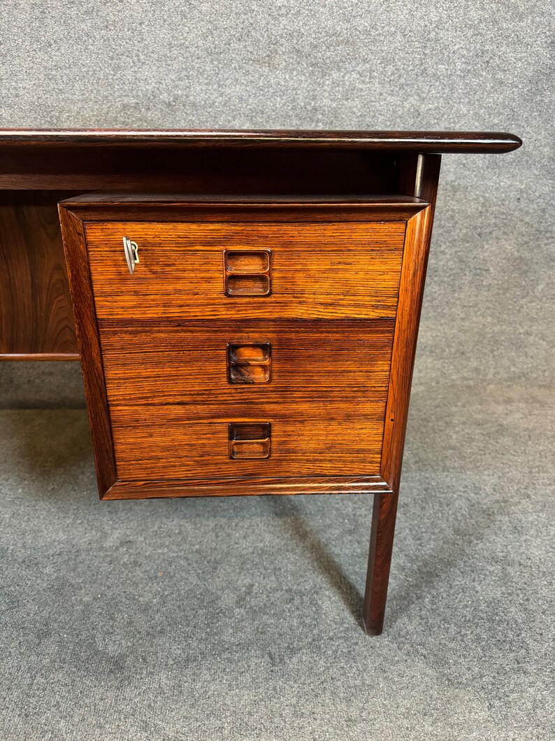 Vintage Danish Mid Century Modern Rosewood Floating Desk by Gunnar Falsig image 4