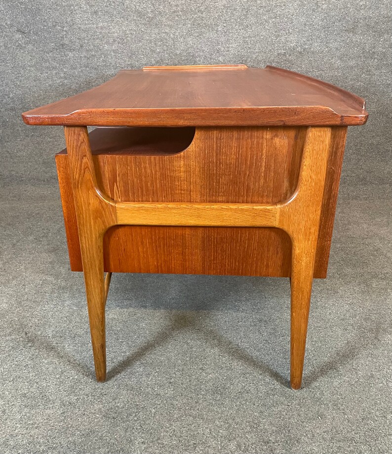 Vintage Danish Mid Century Modern Teak Floating Desk Attributed to Svend Madsen image 8