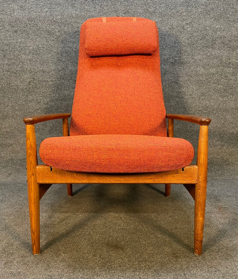 Vintage Scandinavian Mid Century Modern Oak Contour Lounge Chair by Alf Svensson image 5