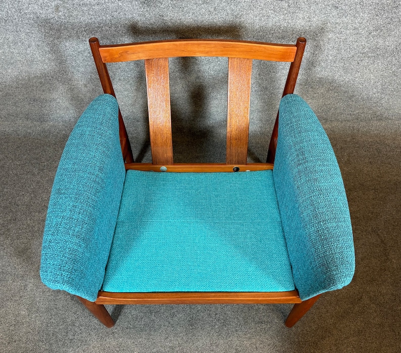 Vintage Danish Mid Century Modern Teak Lounge Chair and Ottoman by Grete Jalk image 6