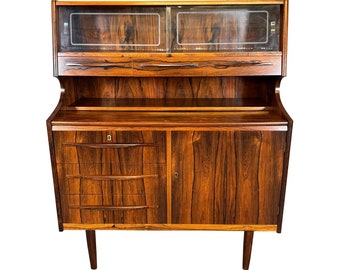 Vintage Danish Mid Century Modern Rosewood Secretary Desk