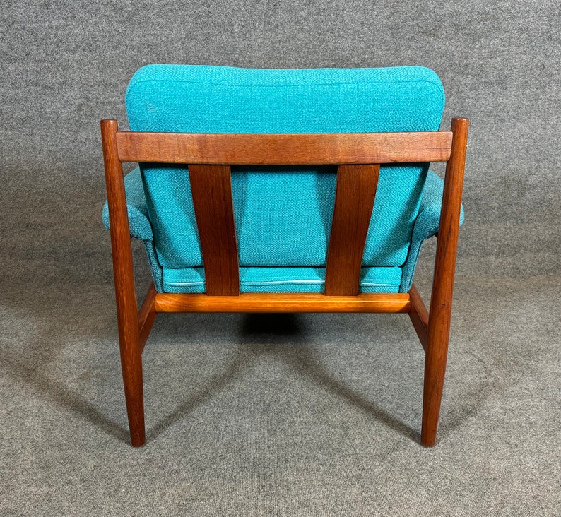 Vintage Danish Mid Century Modern Teak Lounge Chair and Ottoman by Grete Jalk image 2