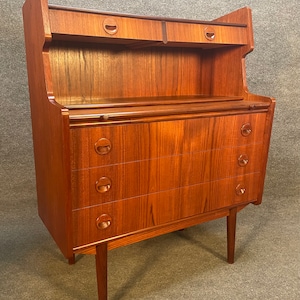 Vintage Danish Mid Century Modern Teak Secretary Desk image 3