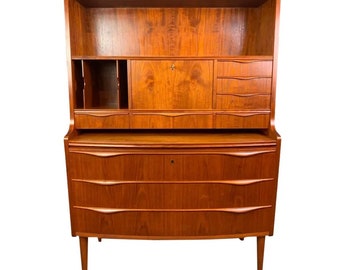 Vintage Danish Mid Century Modern Teak Secretary Desk Attributed to Erling Torvits